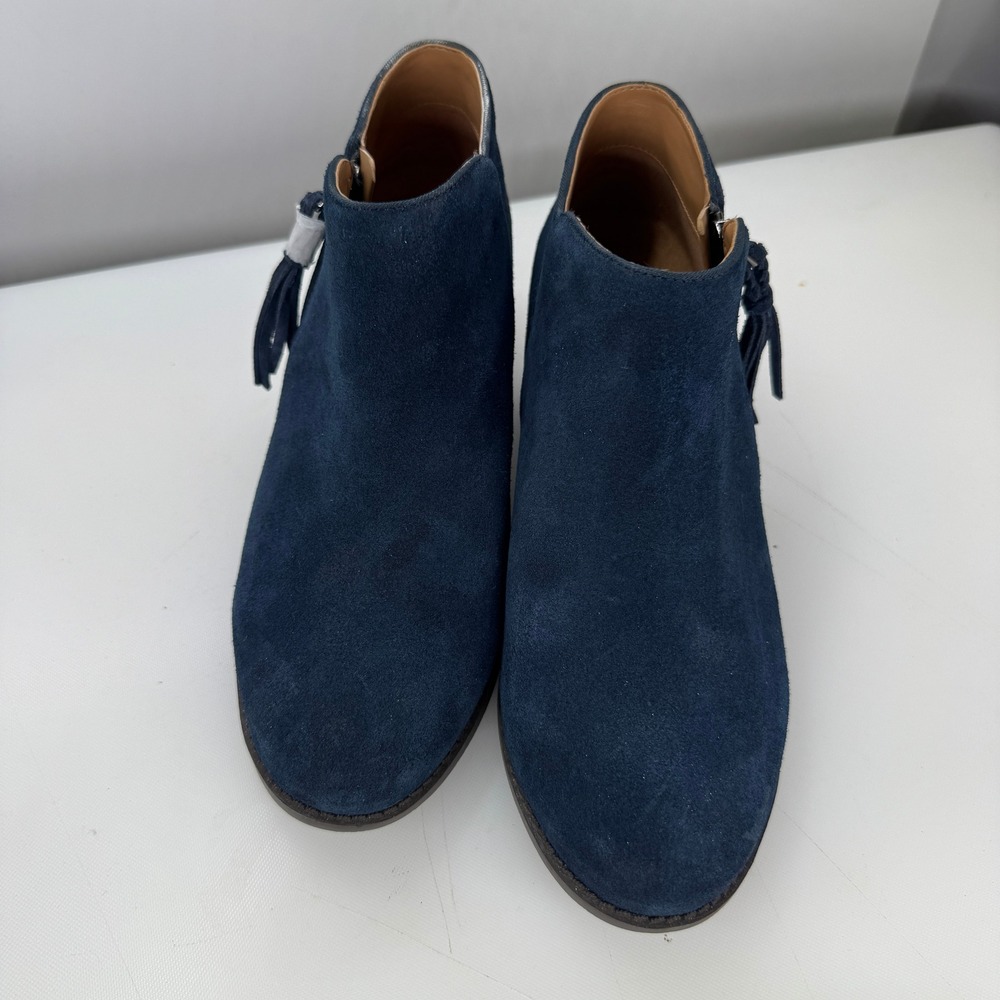 Vionic Shyanne Suede Tassel Side Zip Orthotic Ankle Bootie Women 7.5 Navy Blue - Picture 2 of 10
